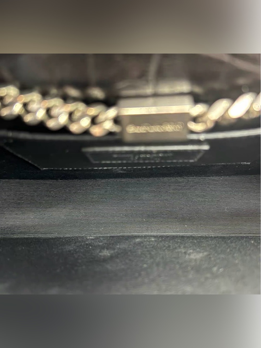 Saint Laurent Black Croc-Embossed Leather Tassel Chain Shoulder Bag - Picture 8 of 9